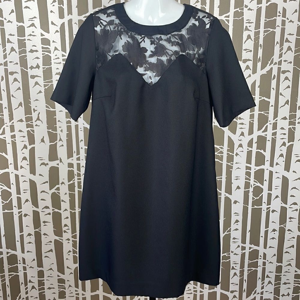 Y by Yumi Sheer Floral Top Mini Dress Black sz US 10